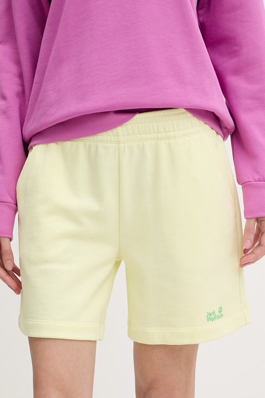Jack Wolfskin szorty dresowe damskie bawełniane Celebrate The Paw żółty A65909
