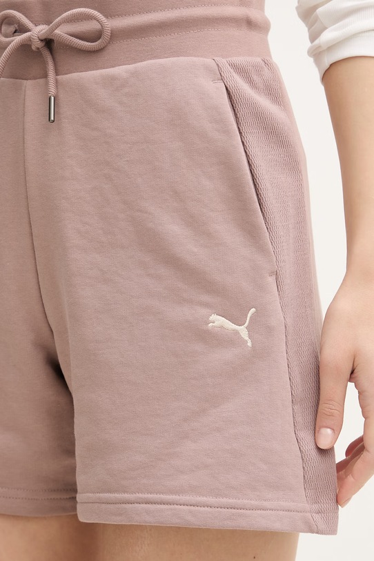 Puma szorty dresowe damskie z bawełną Class brązowy 691874