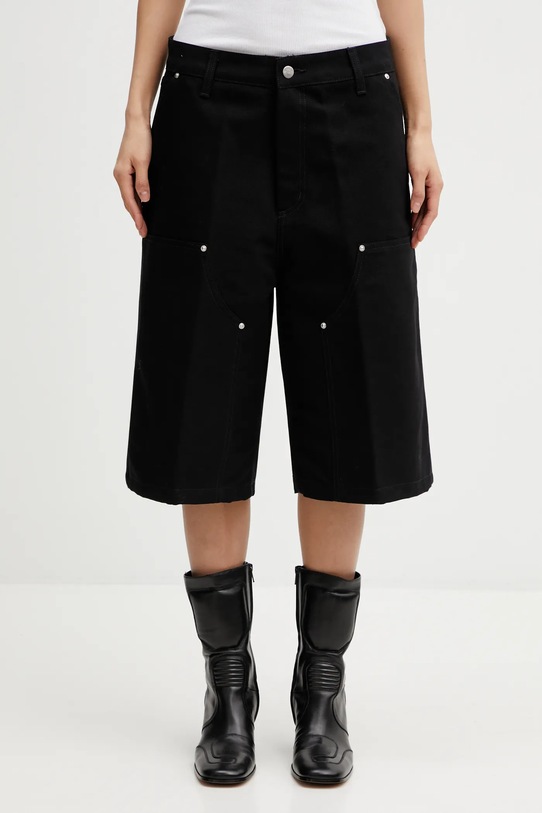 Carhartt WIP szorty bawełniane W Nixon Double Knee Short gładkie czarny I036431.8901