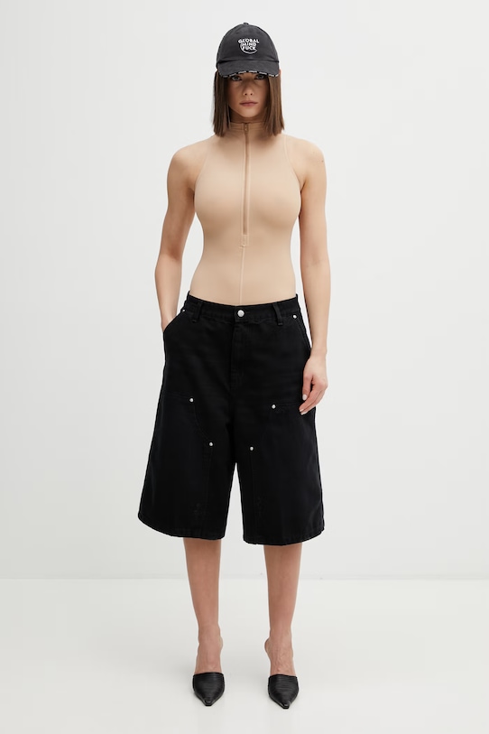 Carhartt WIP szorty bawełniane W Nixon Double Knee Short I036431.89B7 czarny