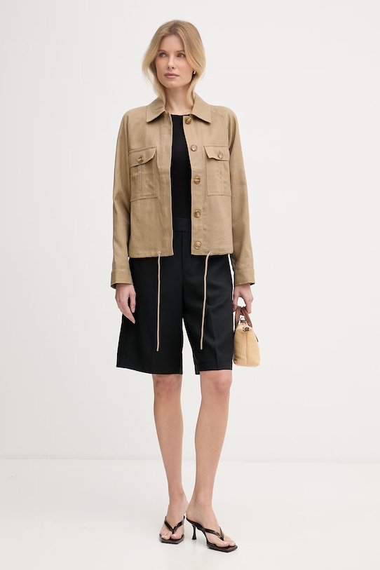 Mos Mosh szorty damskie z dodatkiem lnu Alexis 176470 czarny SS26