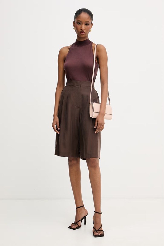 Liu Jo bermudy damskie z dodatkiem lnu WA6318.T4818 brązowy SS26