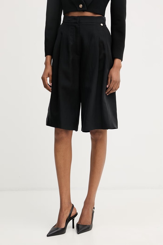 Liu Jo bermudy damskie z dodatkiem lnu czarny WA6318.T4818