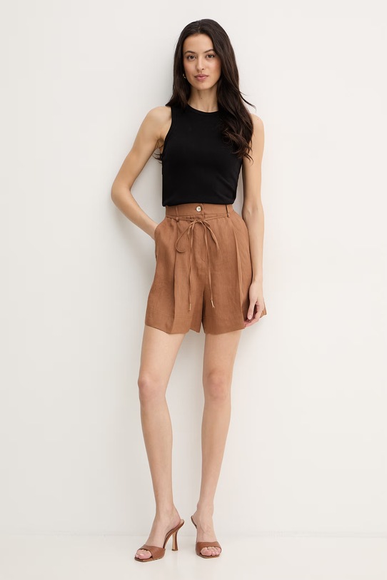 Marella szorty lniane ZANNATA 2613141014200 brązowy SS26