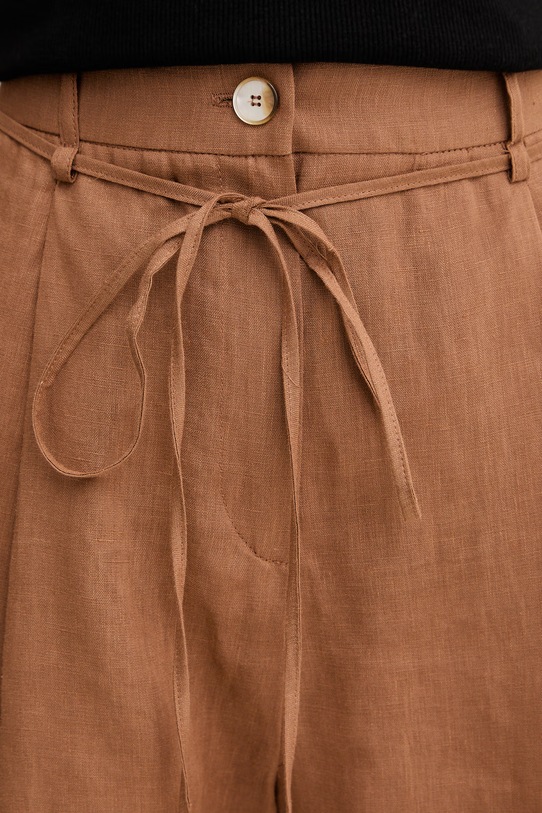 Marella szorty lniane ZANNATA brązowy 2613141014200