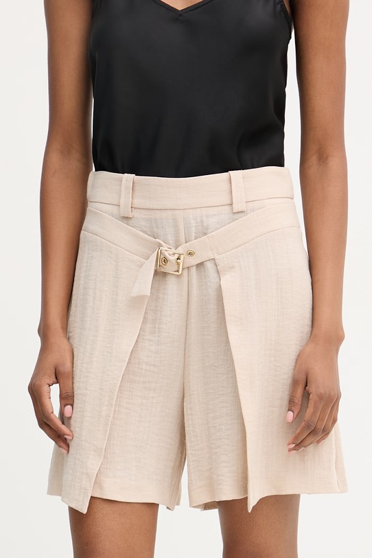 Simona Corsellini szorty eleganckie damskie z wiskozy beżowy P26CPSH00101