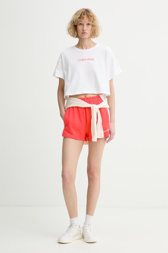 Calvin Klein σορτς επίσημα γυναικεία βαμβακερά LV00Q61153 ροζ SS26