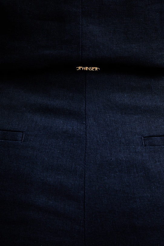 Šortky s prímesou ľanu Twinset tmavomodrá 261TP2312