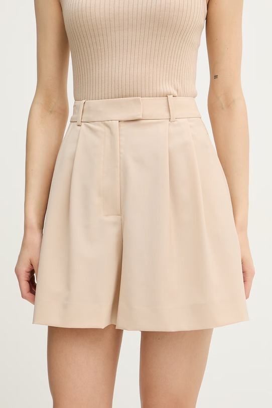 Lacoste szorty damskie z wełną beżowy FF0243