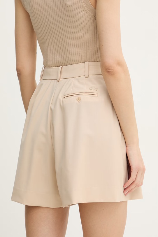 Odzież Lacoste szorty damskie z wełną FF0243 beżowy