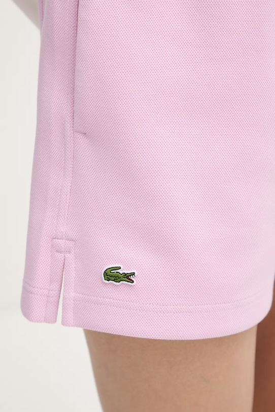 Lacoste pantaloni scurți de trening pentru femei, cu bumbac roz GF6901