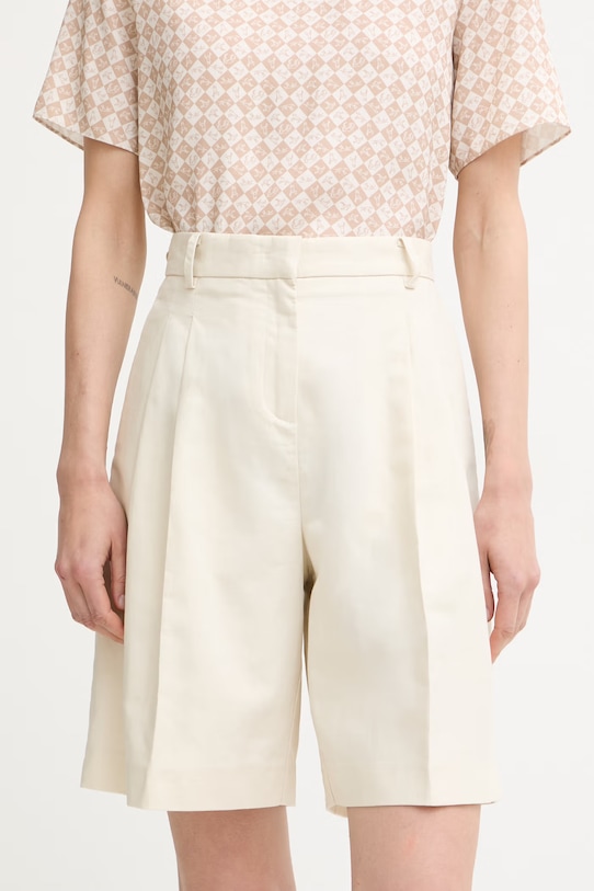 Trussardi szorty damskie z lnem beżowy P268A002348N