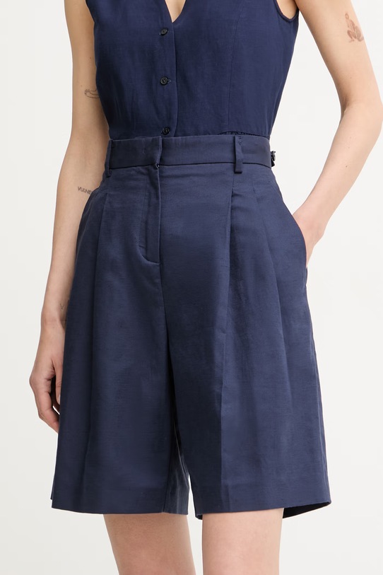 Trussardi szorty damskie z lnem granatowy P268A002348N