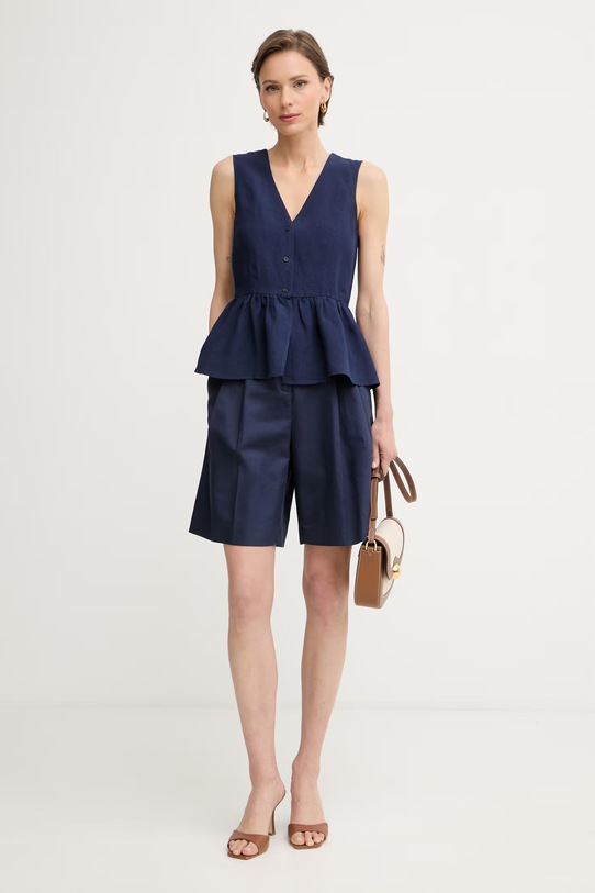 Trussardi szorty damskie z lnem P268A002348N granatowy SS26
