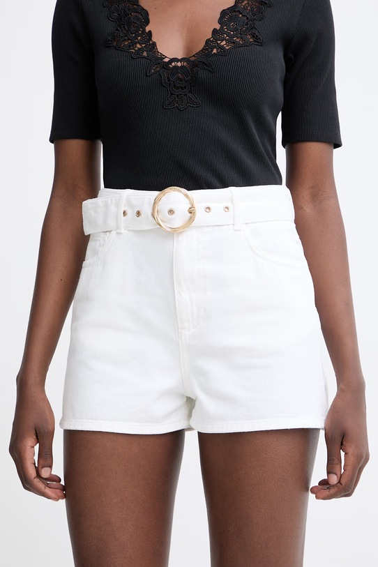 Twinset szorty damskie jeansowe beżowy 261TT2471