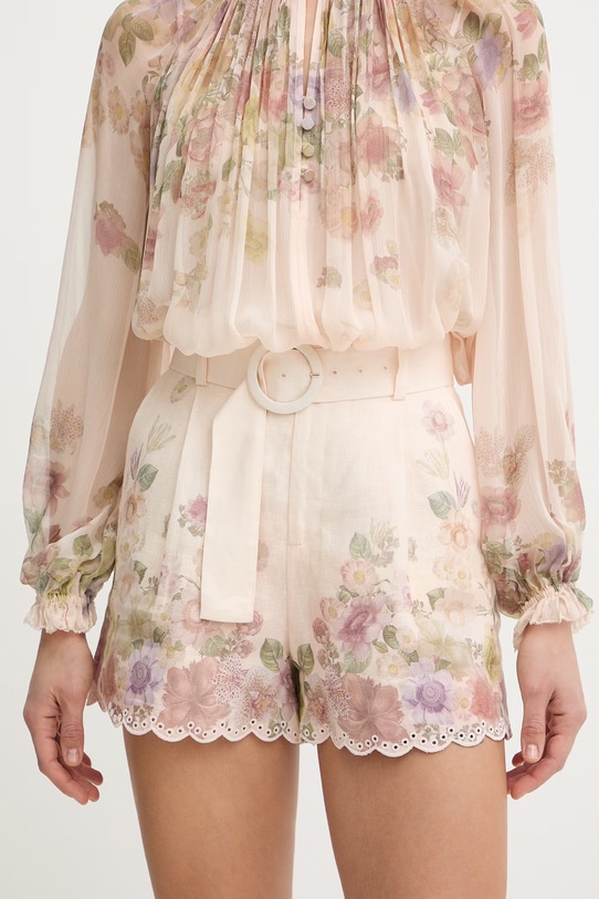 Twinset szorty damskie lniane beżowy 261TT2572