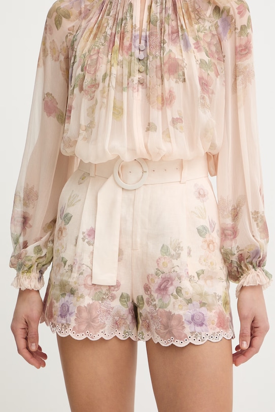 Twinset szorty damskie lniane beżowy 261TT2572