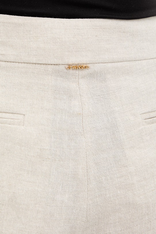 Šortky s prímesou ľanu Twinset béžová 261TT2523