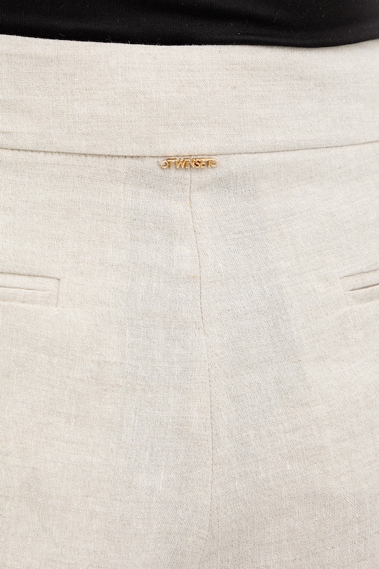 Šortky s prímesou ľanu Twinset béžová 261TT2523