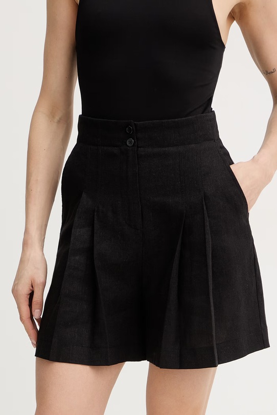 Twinset szorty z dodatkiem lnu tkanina czarny 261TF2026