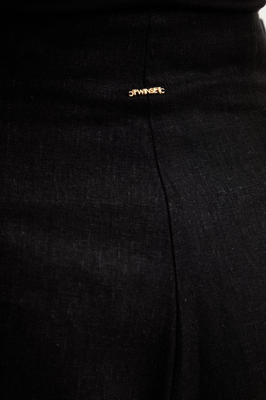 Twinset szorty z dodatkiem lnu czarny 261TF2026