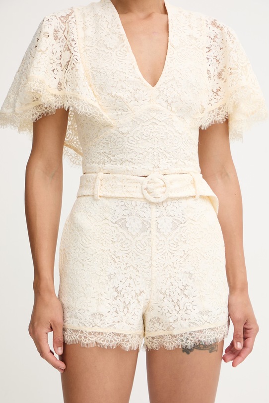 Twinset elegantne kratke hlače za žene s čipkom bež 261TT2312