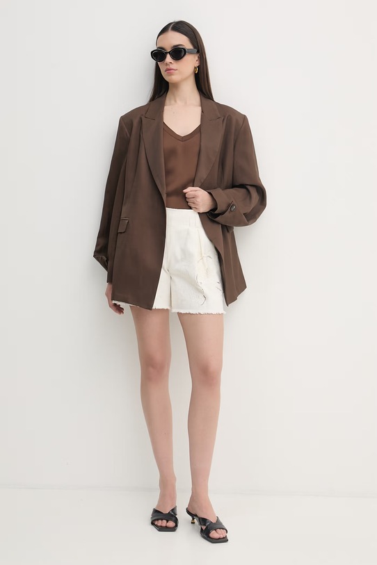 Luisa Spagnoli szorty damskie jeansowe Acile 542896 beżowy SS26