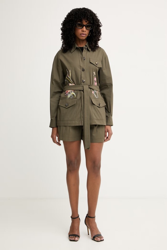 Luisa Spagnoli szorty damskie bawełniane z elastanem Altalena 542820 zielony SS26