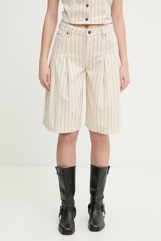 Guess Jeans szorty damskie bawełniane beżowy W6GDY5.D7961