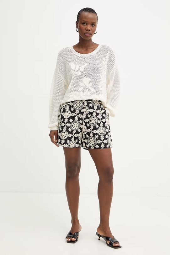 Fracomina Szorty eleganckie damskie bawełniane FJ26SV6001W400E5 czarny SS26