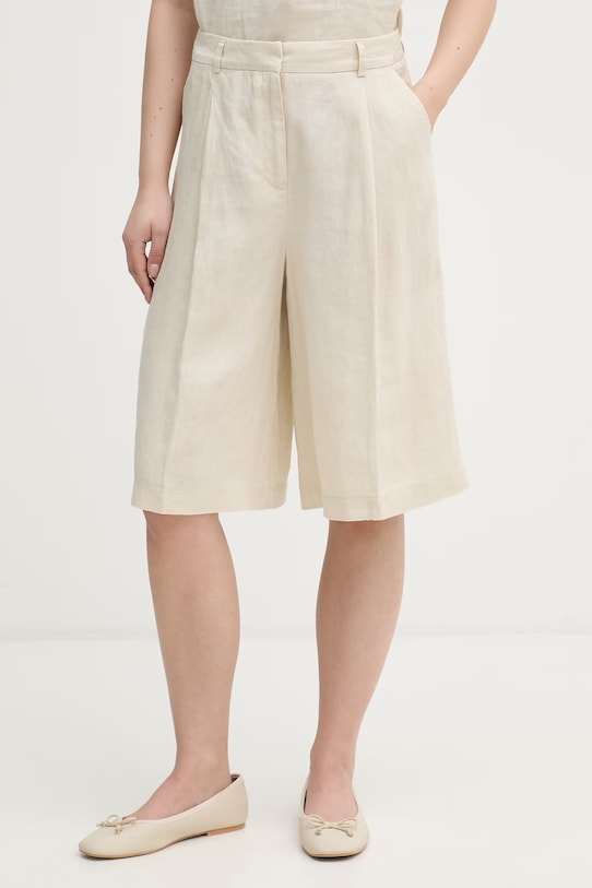 United Colors of Benetton šortky dámske ľanové béžová 4AGHD902L