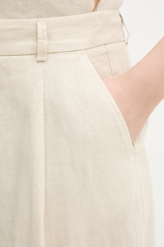 United Colors of Benetton kratke hlače za žene od lana bež 4AGHD902L