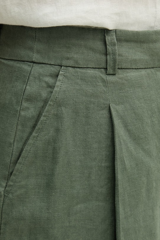 United Colors of Benetton kratke hlače za žene od lana zelena 4AGHD902L