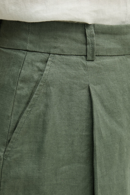 United Colors of Benetton šortky dámske ľanové zelená 4AGHD902L