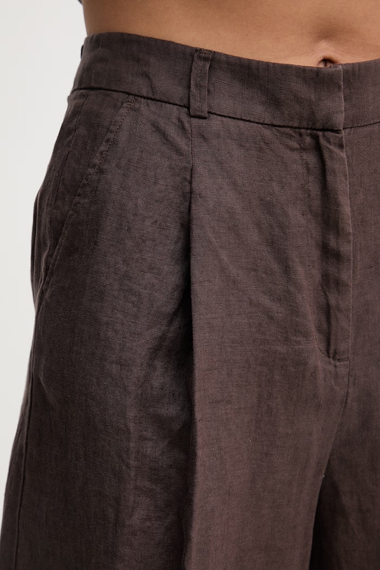 United Colors of Benetton kratke hlače ženske lanene smeđa 4AGHD902L