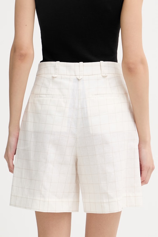 Oblačila United Colors of Benetton elegantne kratke hlače ženske z dodatkom lanu 4V6GD902M bež