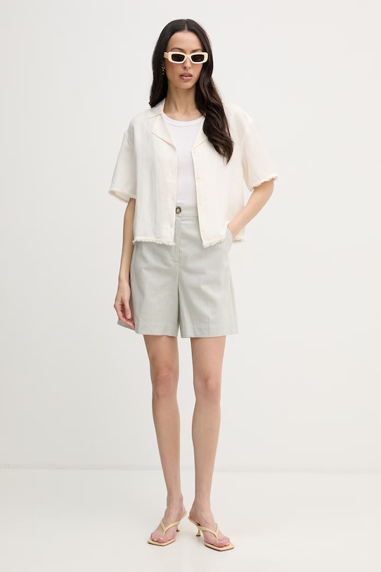 United Colors of Benetton элегантные шорты для женщин с добавлением льна 4V6GD902M зелёный SS26