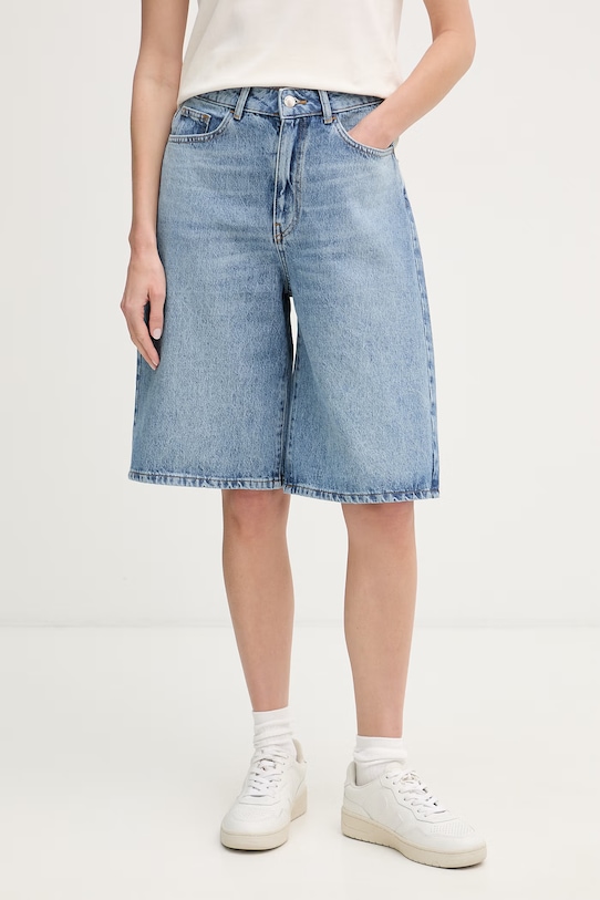 United Colors of Benetton šortky dámské bavlněné modrá 4W9KD902J