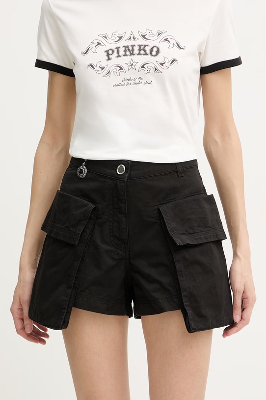 Pinko Σορτς cargo γυναικεία βαμβακερά μαύρο 106821.A3AW