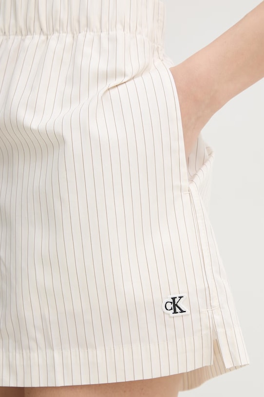 Calvin Klein Jeans kratke hlače ženske bombažne bež LV047F628G