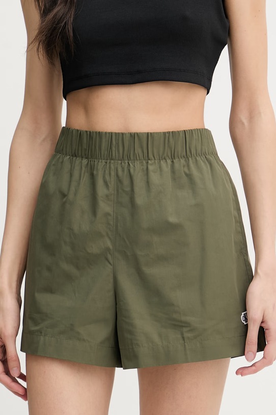 Calvin Klein Jeans kratke hlače ženske bombažne zelena LV047G617G