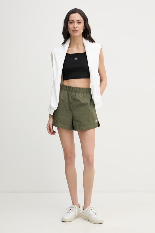 Calvin Klein Jeans kratke hlače ženske bombažne LV047G617G zelena SS26