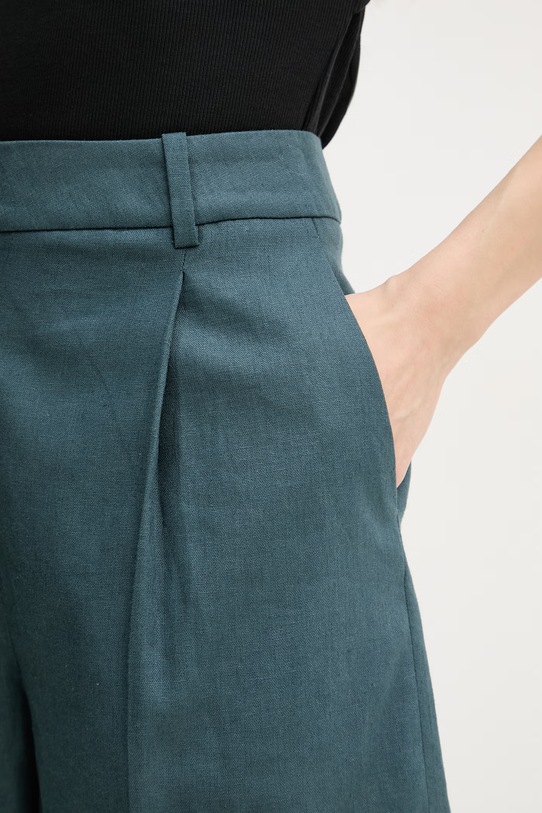 Calvin Klein Jeans šortky dámske s prímesou ľanu tyrkysová LV047F632G