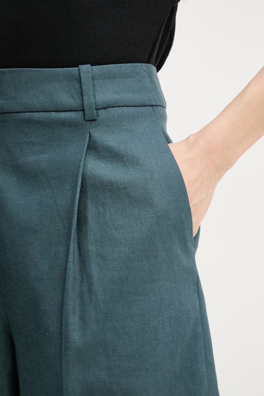 Calvin Klein Jeans šortky dámske s prímesou ľanu tyrkysová LV047F632G