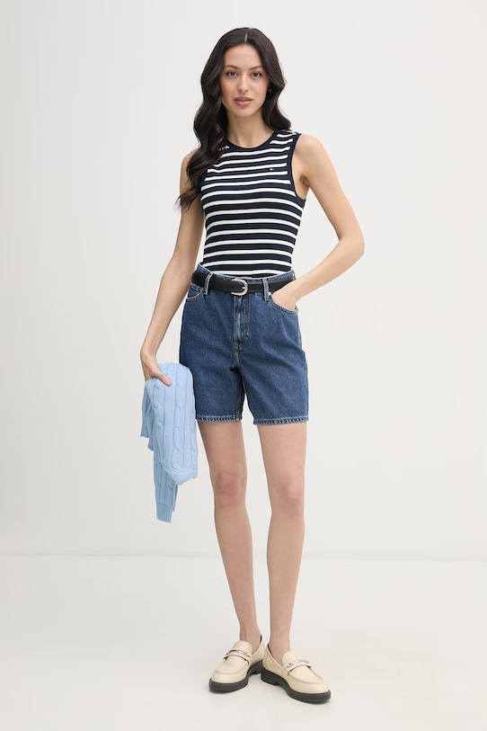 Tommy Hilfiger kratke hlače ženske denimaste WW0WW48598 mornarsko modra SS26