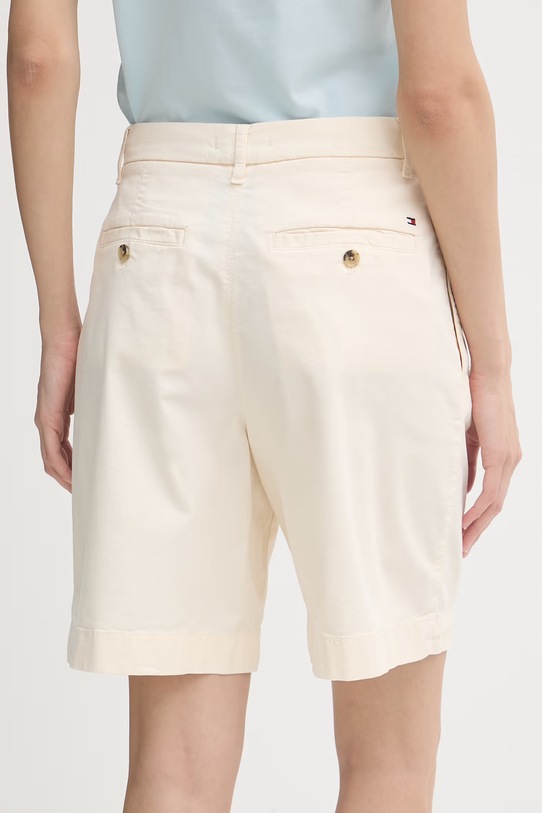 Odjeća Tommy Hilfiger chino kratke hlače za žene s pamukom WW0WW49648 bež