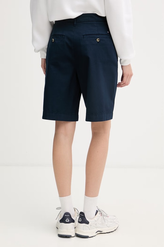 Îmbrăcăminte Tommy Hilfiger pantaloni scurți chinos de damă din bumbac WW0WW49648 bleumarin