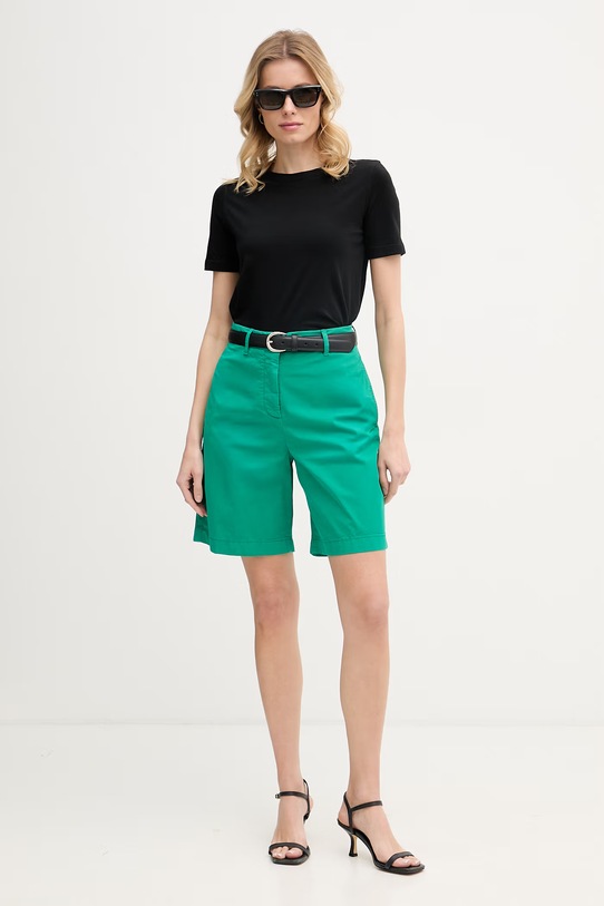 Tommy Hilfiger šortky chino dámske s bavlnou WW0WW49648 zelená SS26