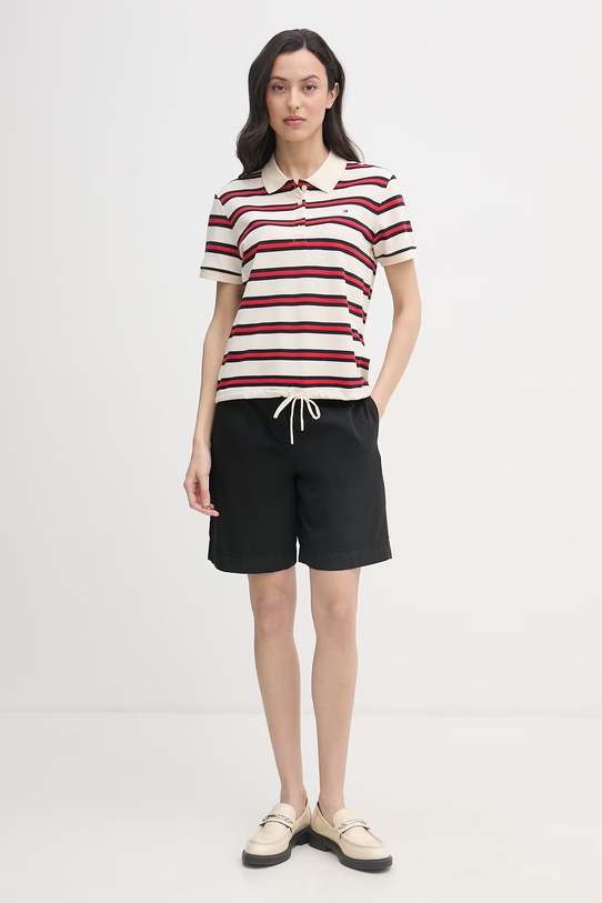 Tommy Hilfiger chino kratke hlače ženske s pamukom WW0WW49648 crna SS26