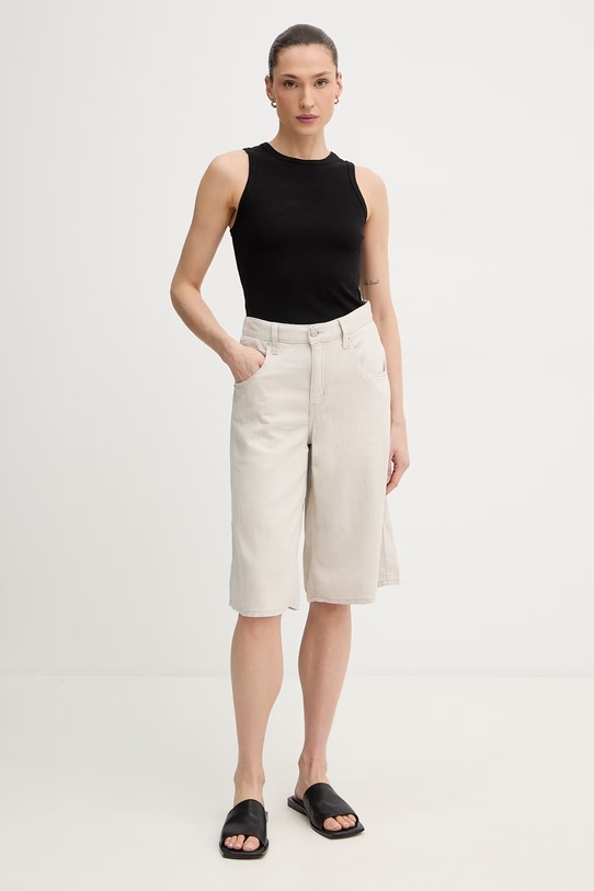 Levi's szorty damskie lniane SUPER BAGGY LONG 008DW szary SS26
